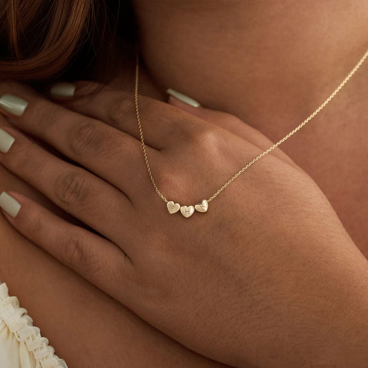 PERSONALIZED TINY 3D INITIAL HEART CHARM NECKLACE